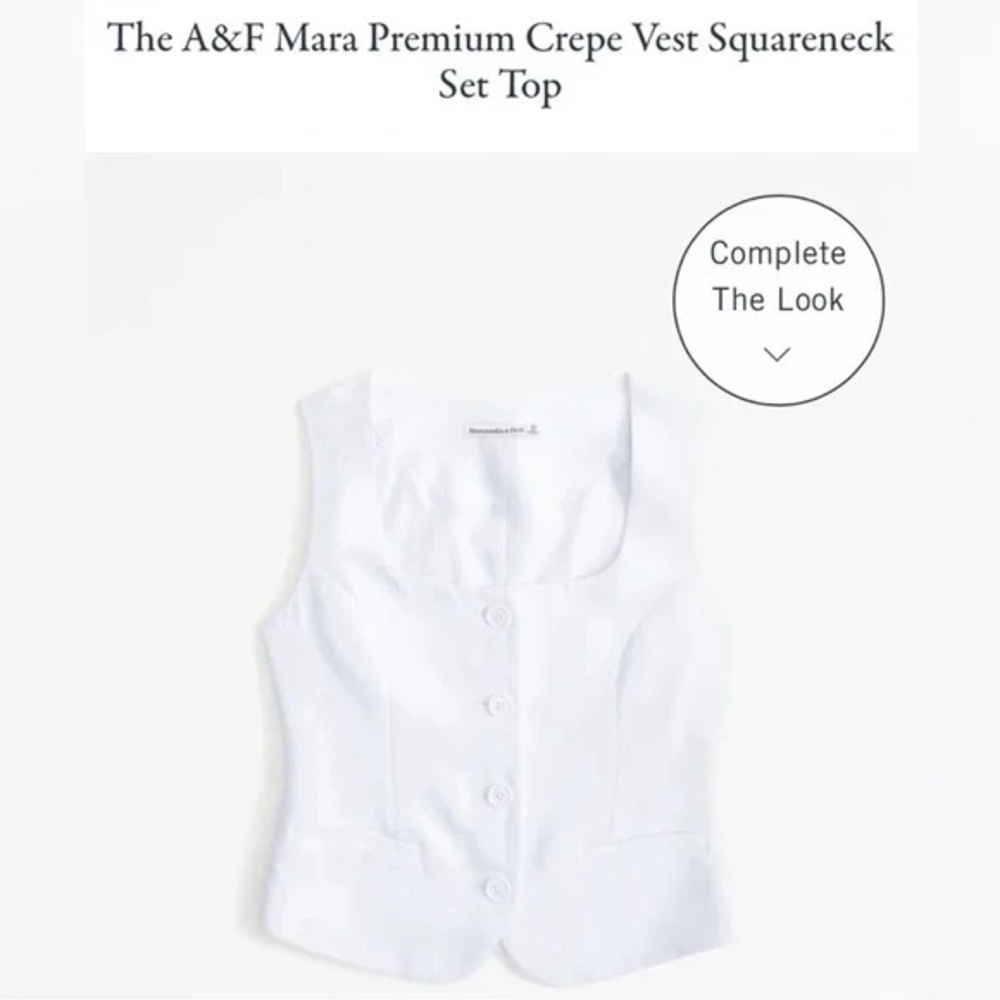 NWOT Abercrombie The A&F Mara Premium 100% Linen Vest Set Top in White